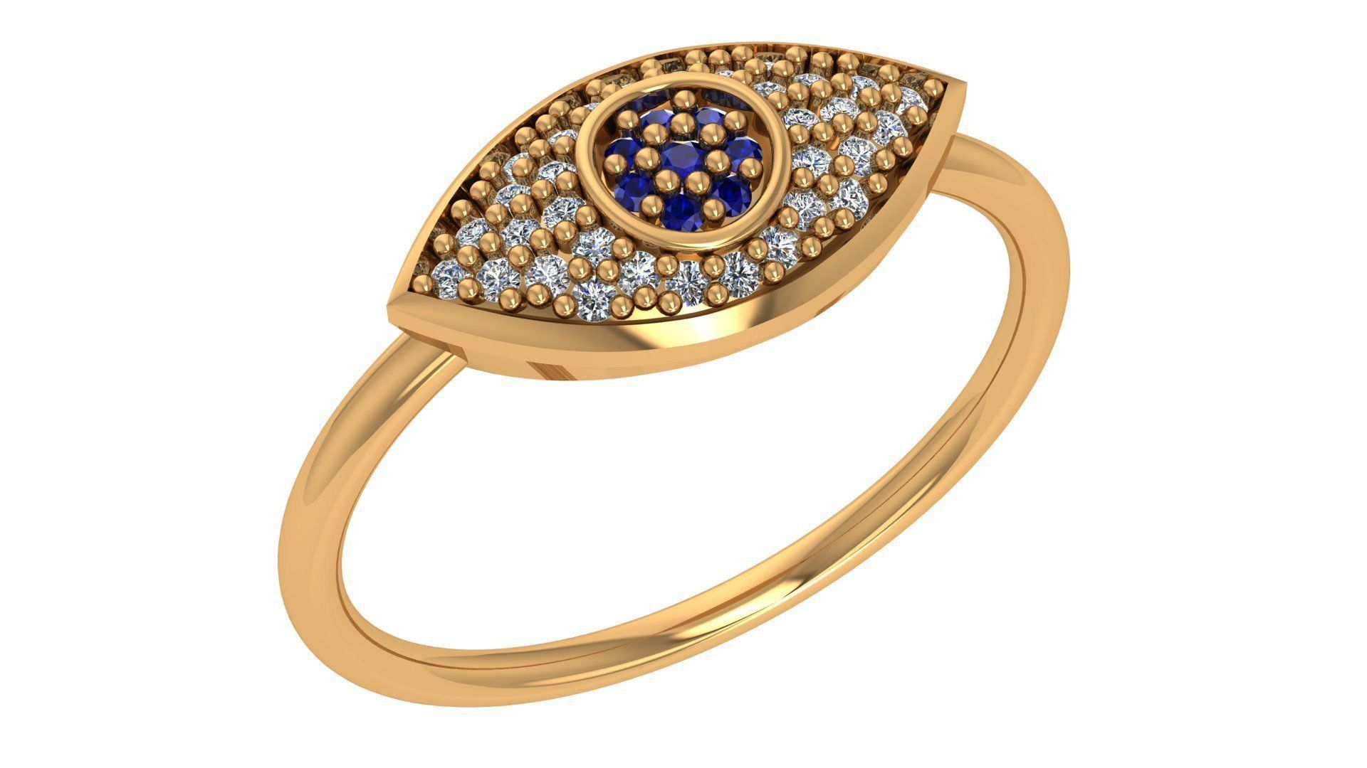Sapphire Evil Eye High Jewelry Cocktail Ring 3dm stl renders 3D print model_1