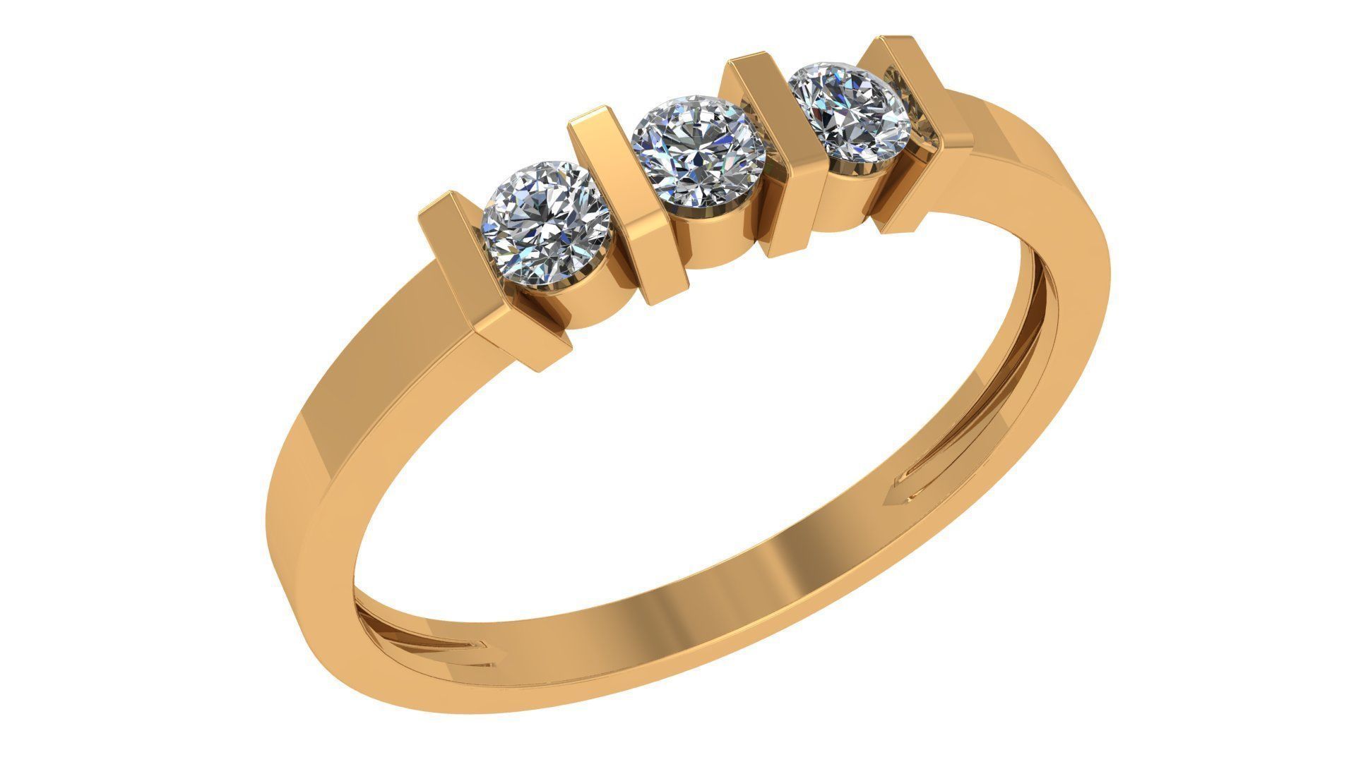 Trio Light wt minimalist Ring 3dm stl renders 3D print model_1