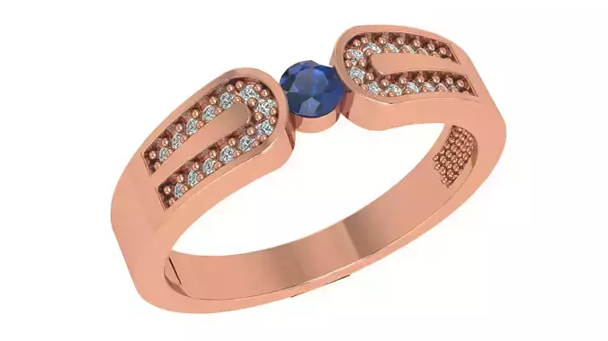 Sapphire Solitaire Ring 3dm stl renders details 