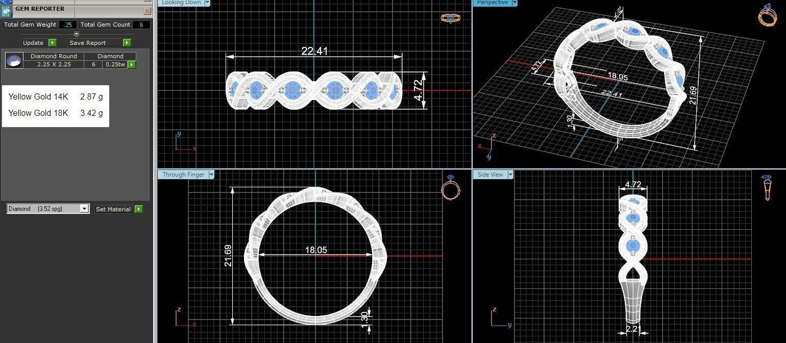 Hexa Diamond Band Ring renders 3dm stl details 3D print model_3