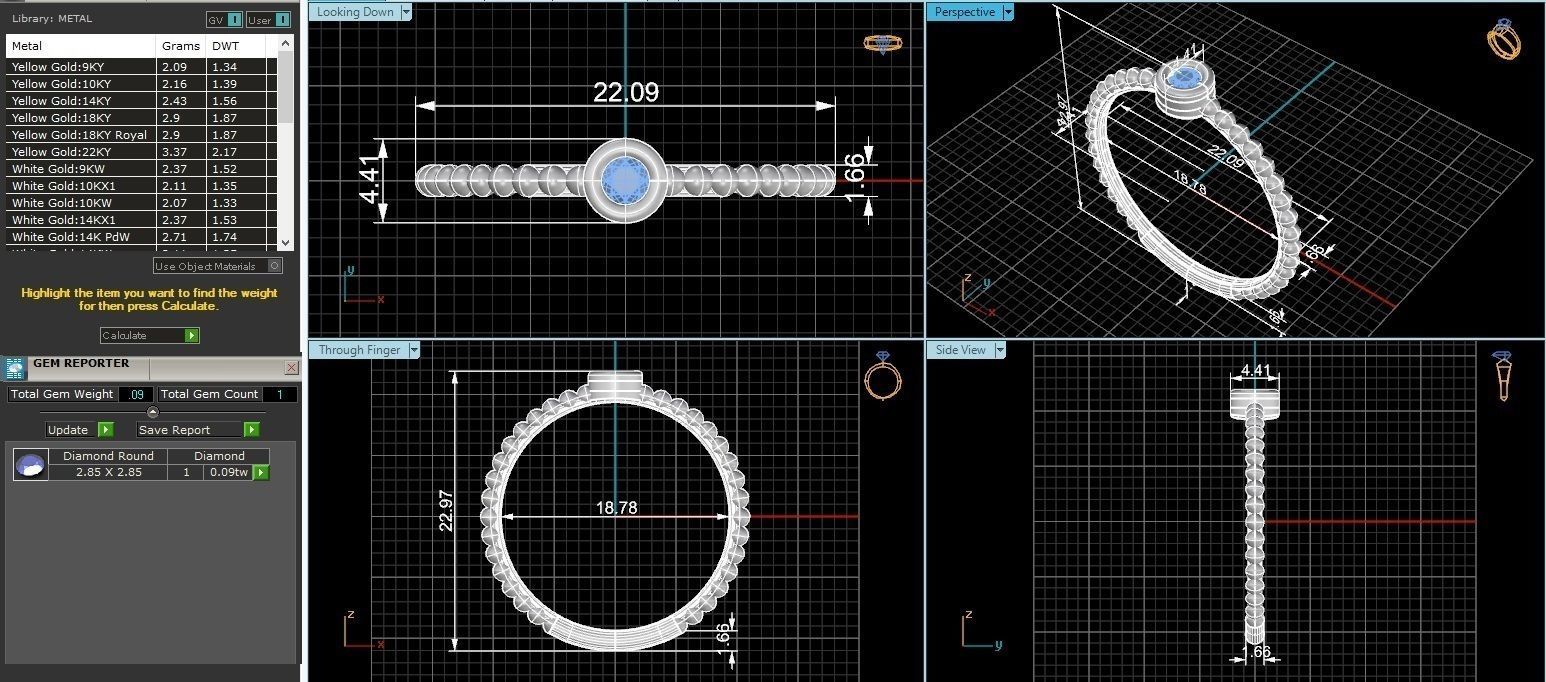 Solitaire Beads Light wt minimalist Ring 3dm stl renders 3D print model_3
