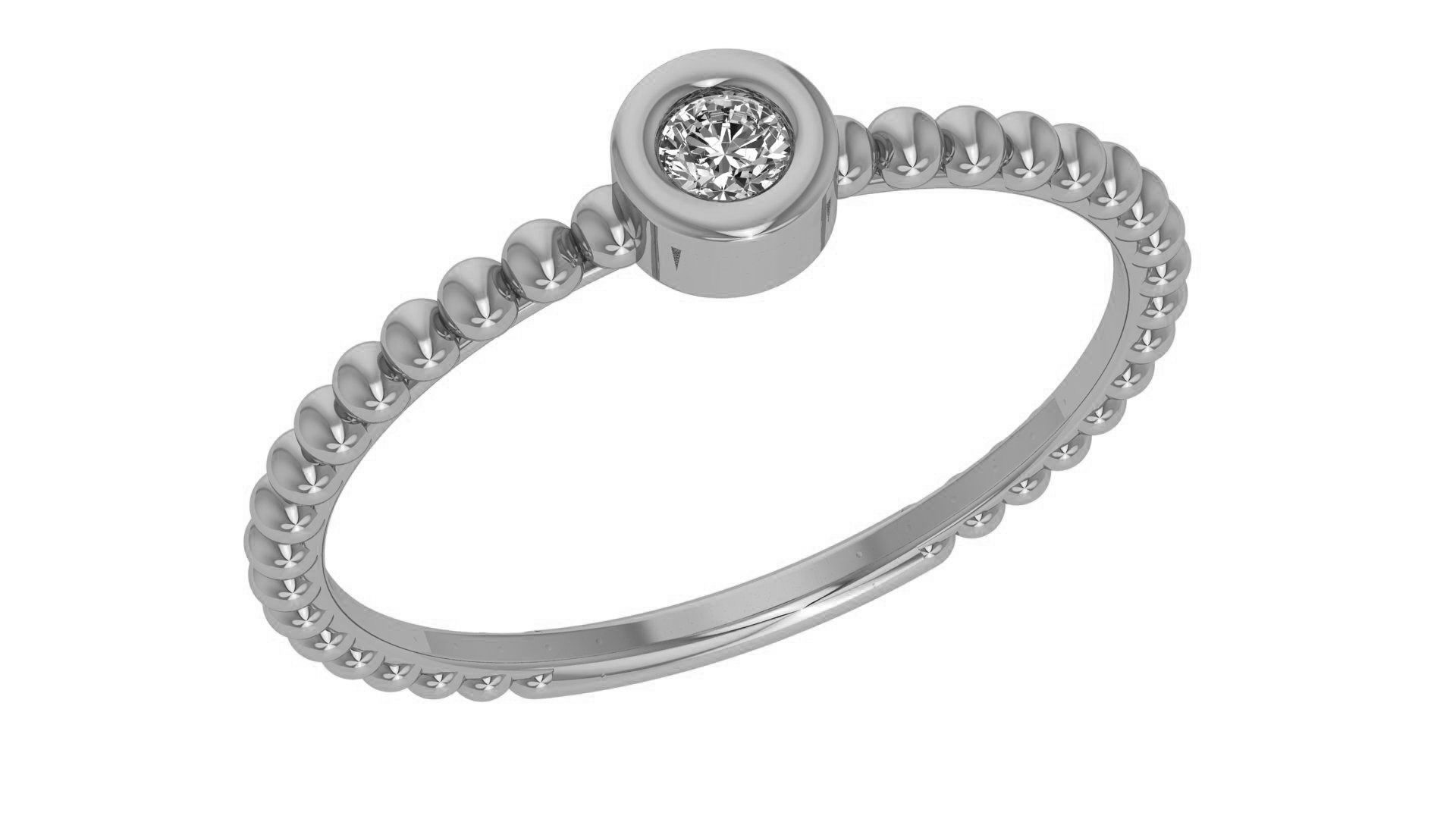 Solitaire Beads Light wt minimalist Ring 3dm stl renders 3D print model_2