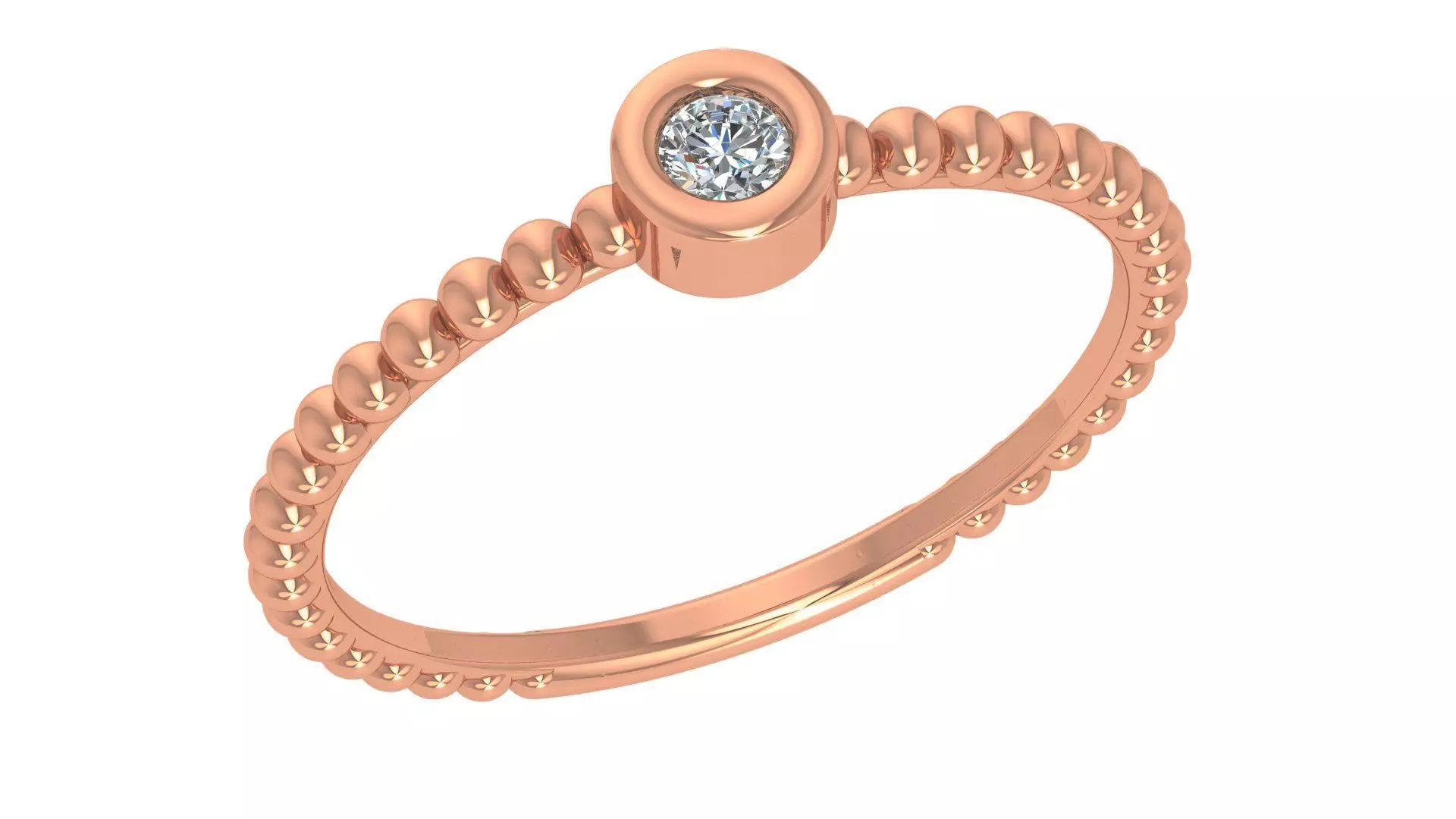 Solitaire Beads Light wt minimalist Ring 3dm stl renders 3D print model_0
