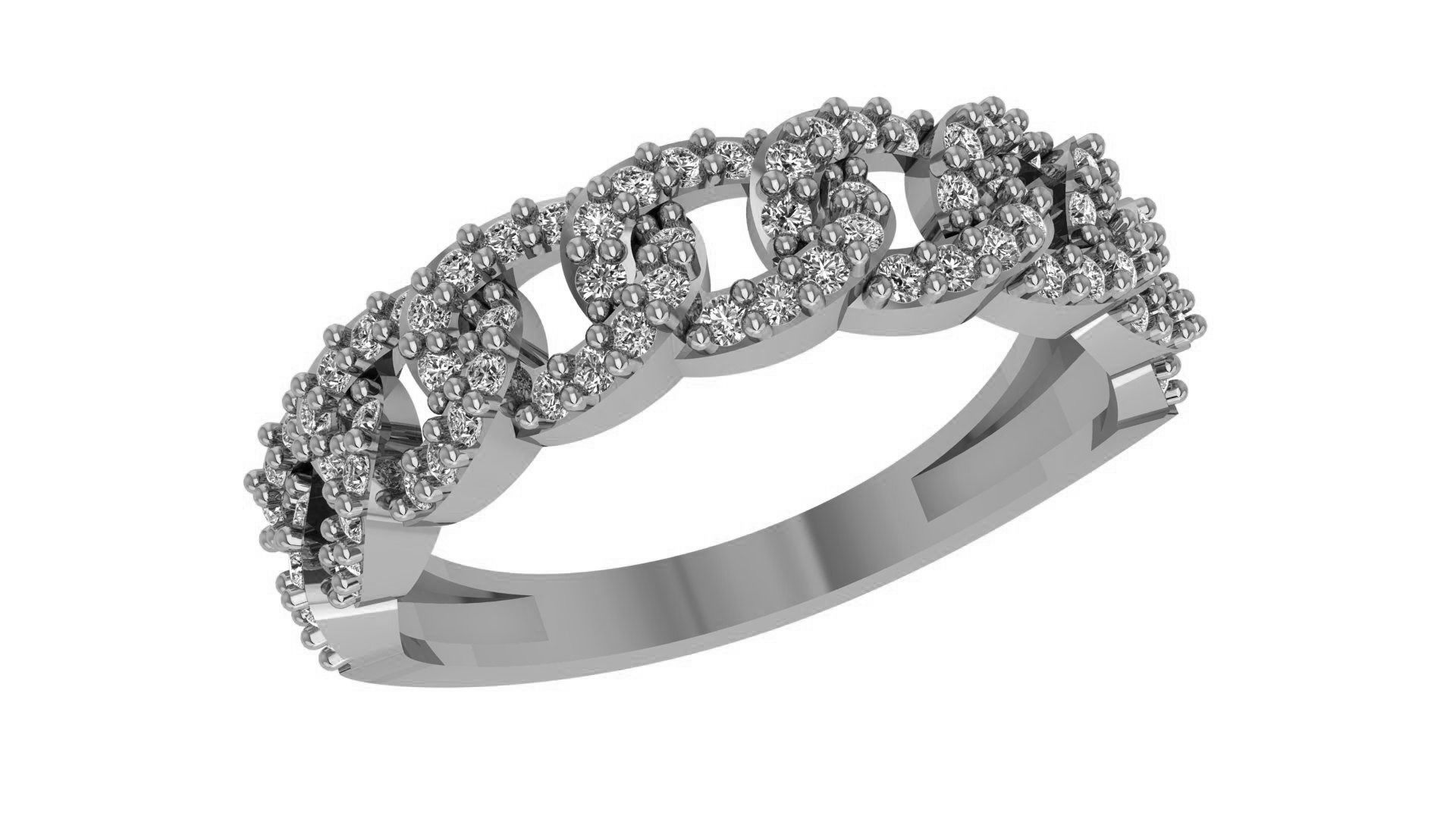 Cuban Chain Link High Jewelry Cocktail Ring 3dm stl renders 3D print model_2