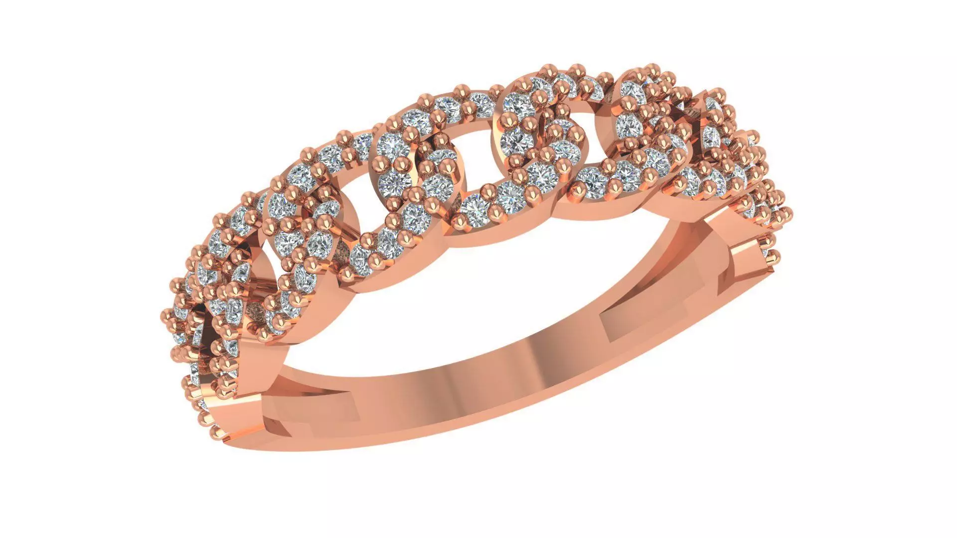 Cuban Chain Link High Jewelry Cocktail Ring 3dm stl renders 3D print model_0