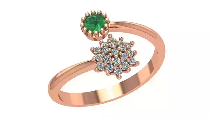 Emerald High Jewelry Cocktail Ring 3dm stl renders details  3D print model
