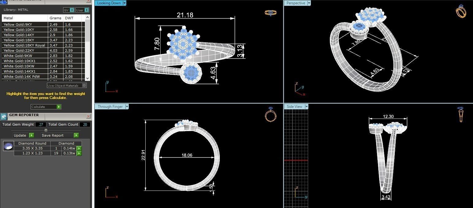 Emerald High Jewelry Cocktail Ring 3dm stl renders details  3D print model_3