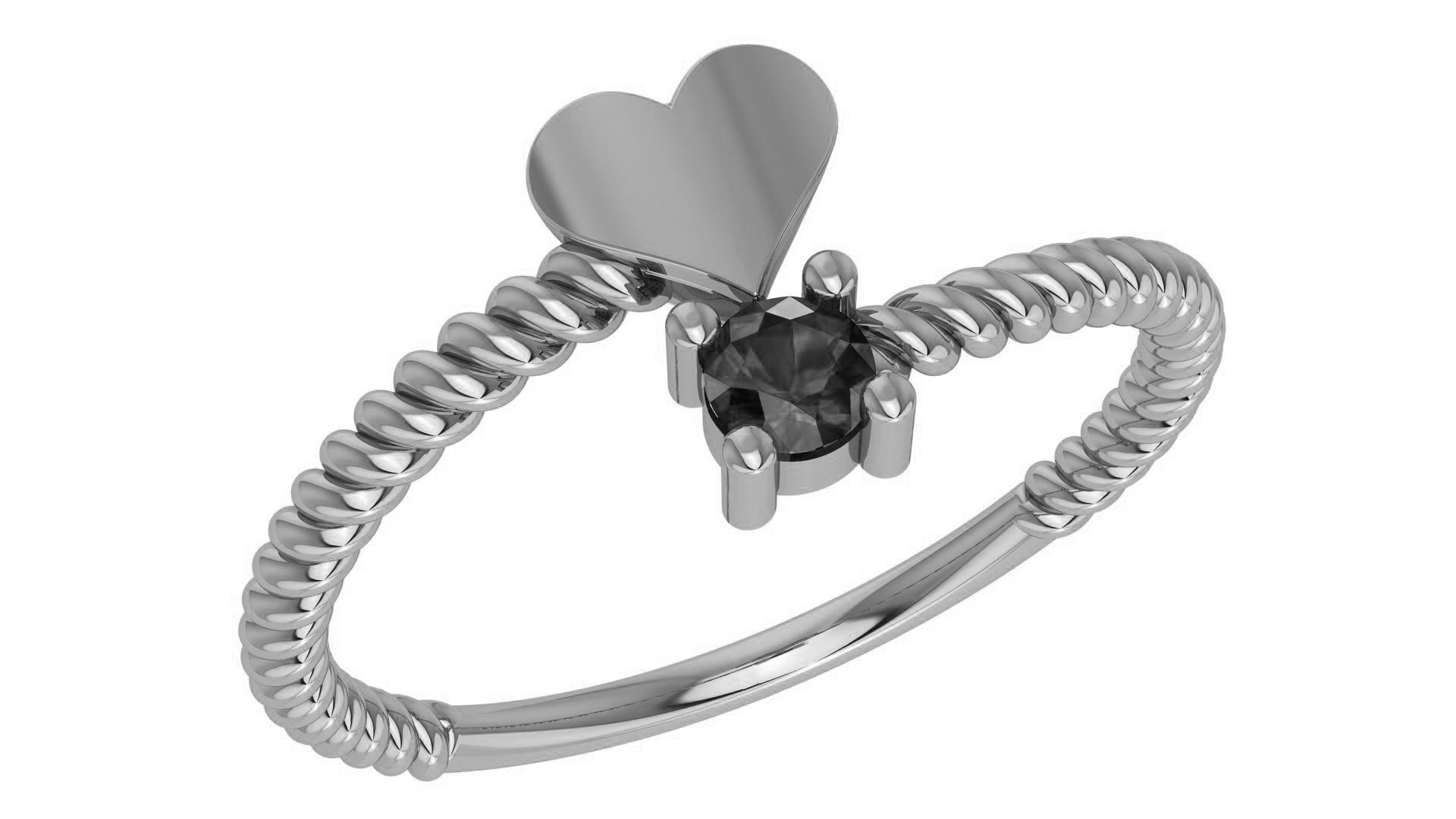 Sapphire Heart Twisted Wire Light wt minimalist Ring 3dm stl 3D print model_2