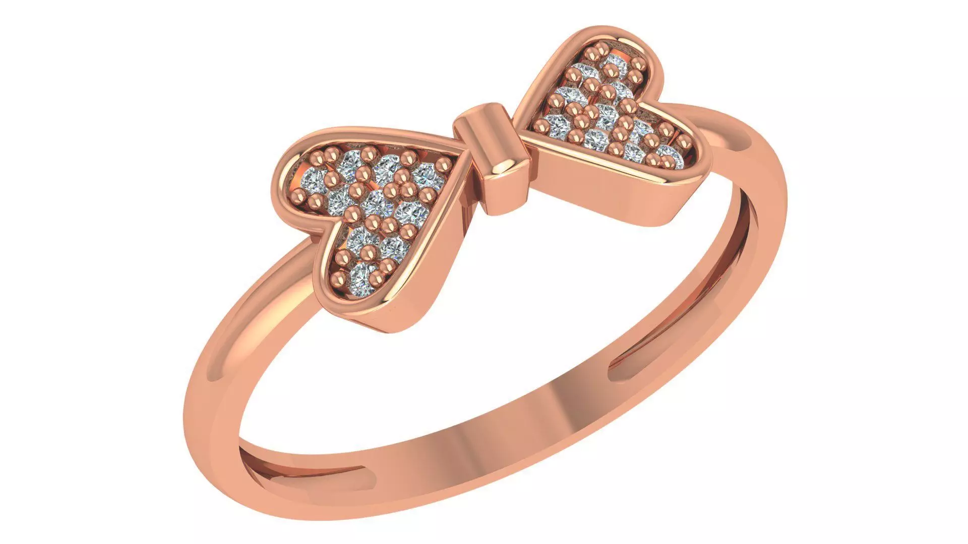 Bow Tie Heart Light wt minimalist Ring 3dm stl renders 3D print model_0