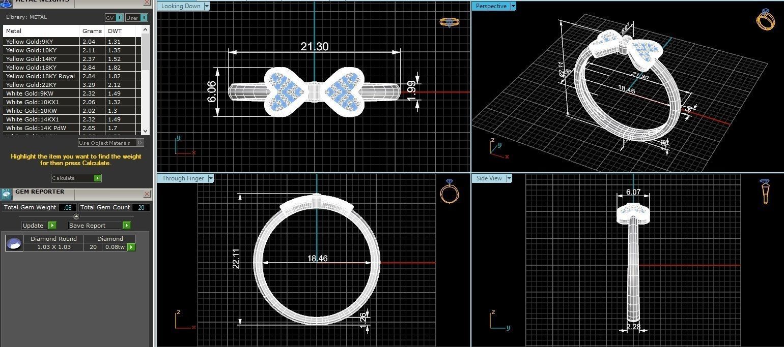 Bow Tie Heart Light wt minimalist Ring 3dm stl renders 3D print model_3