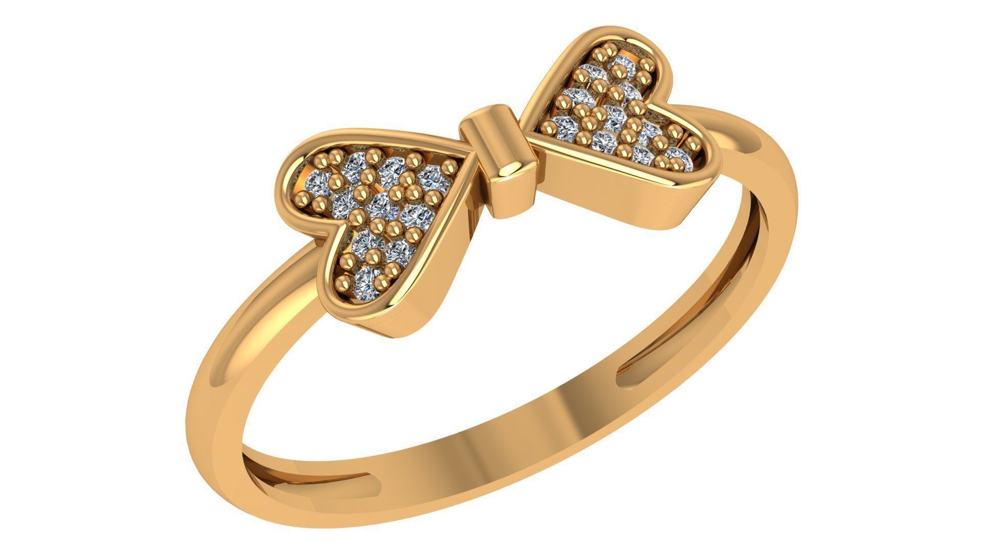 Bow Tie Heart Light wt minimalist Ring 3dm stl renders 3D print model_1