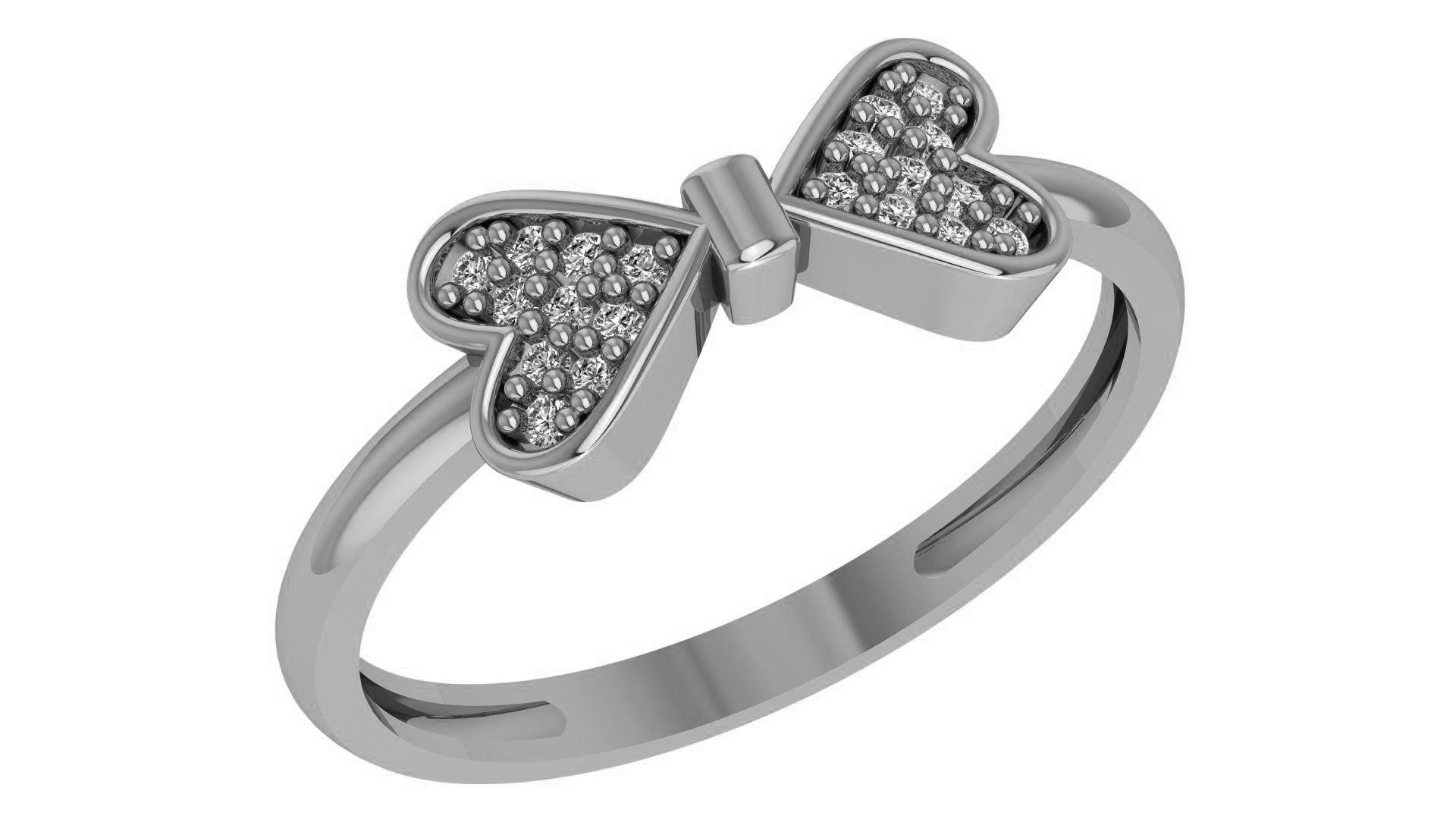Bow Tie Heart Light wt minimalist Ring 3dm stl renders 3D print model_2
