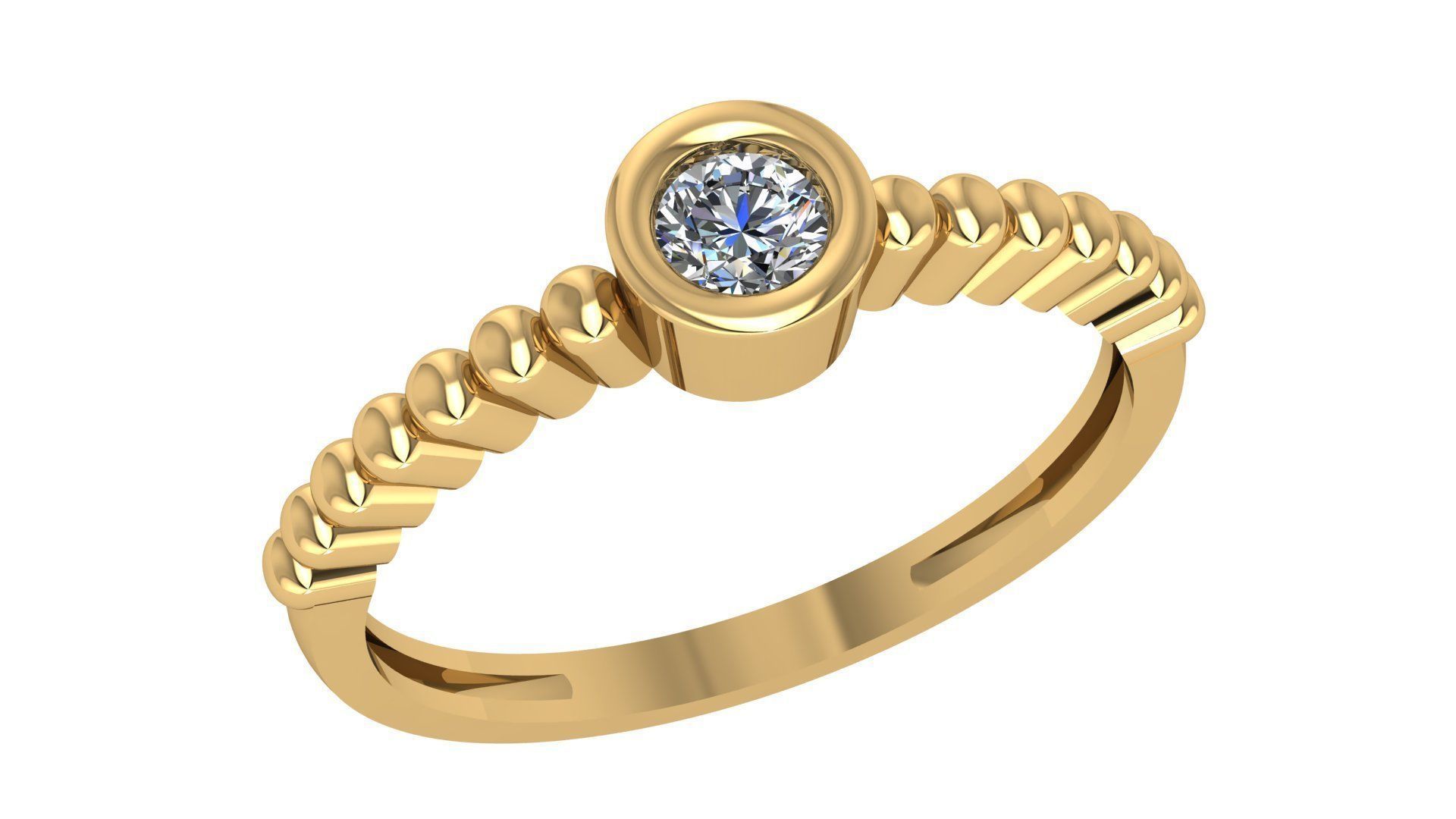 Solitaire Diamond Ring 3dm stl renders details 3D print model_1