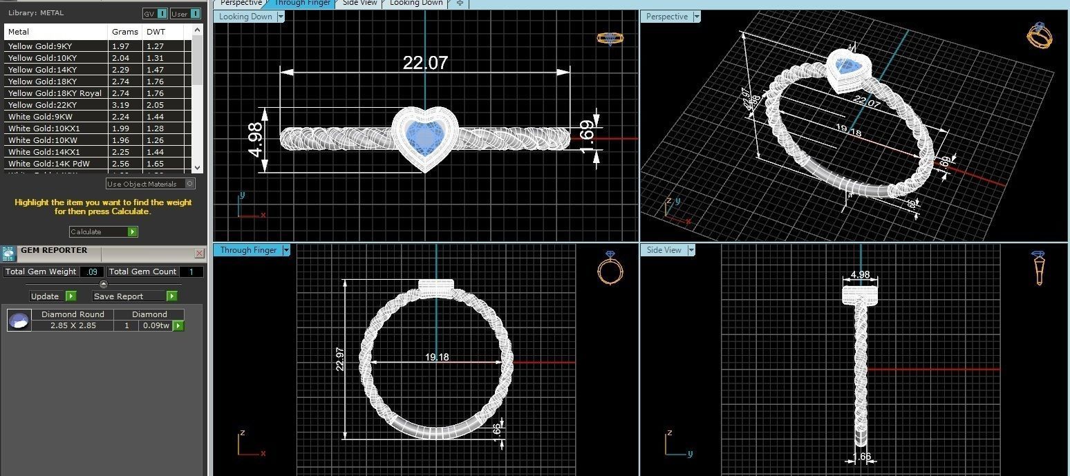 Solitaire Heart Twisted Wire Light wt minimalist Ring 3dm stl 3D print model_3