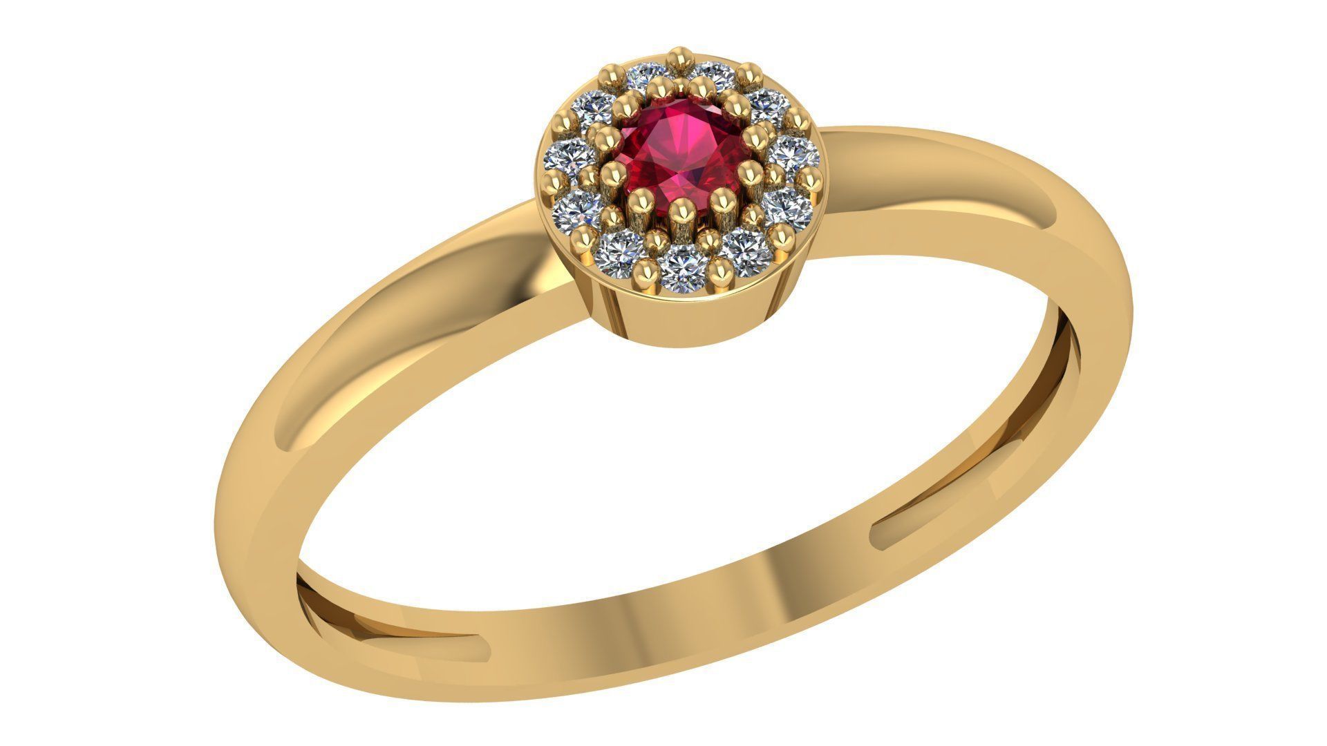 Ruby Solitaire Diamond Ring 3dm stl renders details 3D print model_1