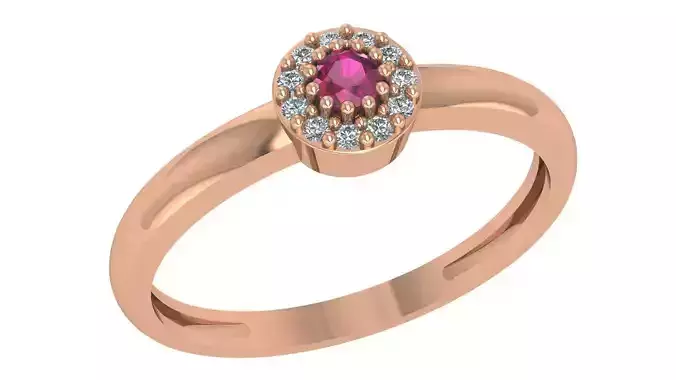Ruby Solitaire Diamond  Ring 3dm stl renders details  3D print model