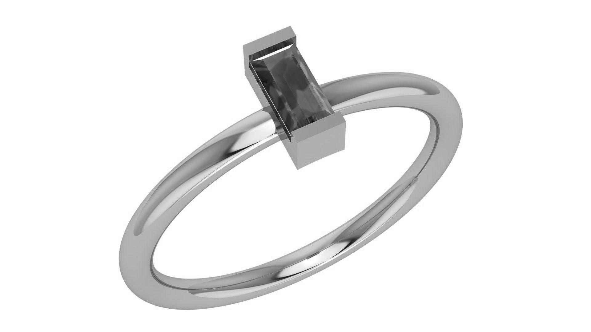 Ruby Baguette Light wt minimalist Ring 3dm stl renders 3D print model_2