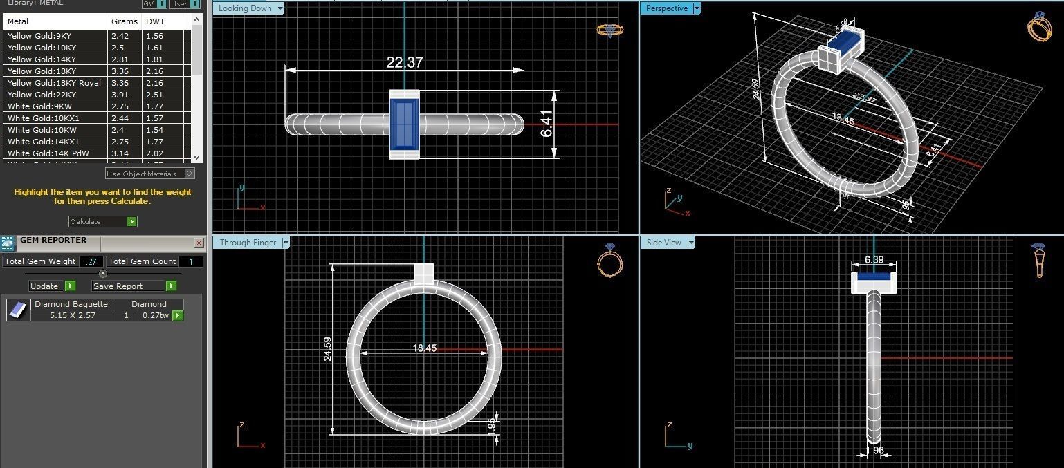 Ruby Baguette Light wt minimalist Ring 3dm stl renders 3D print model_3