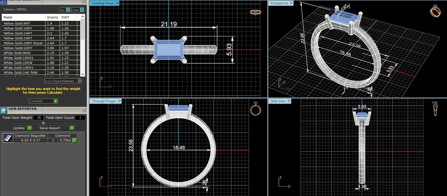 Emerald Baguette Light wt minimalist Ring 3dm stl renders 3D print model_3