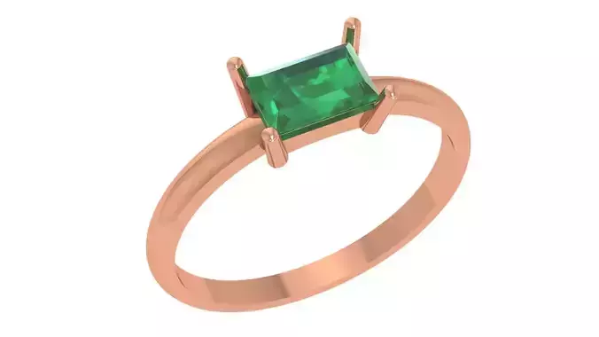 Emerald Baguette Light wt minimalist Ring 3dm stl renders 3D print model