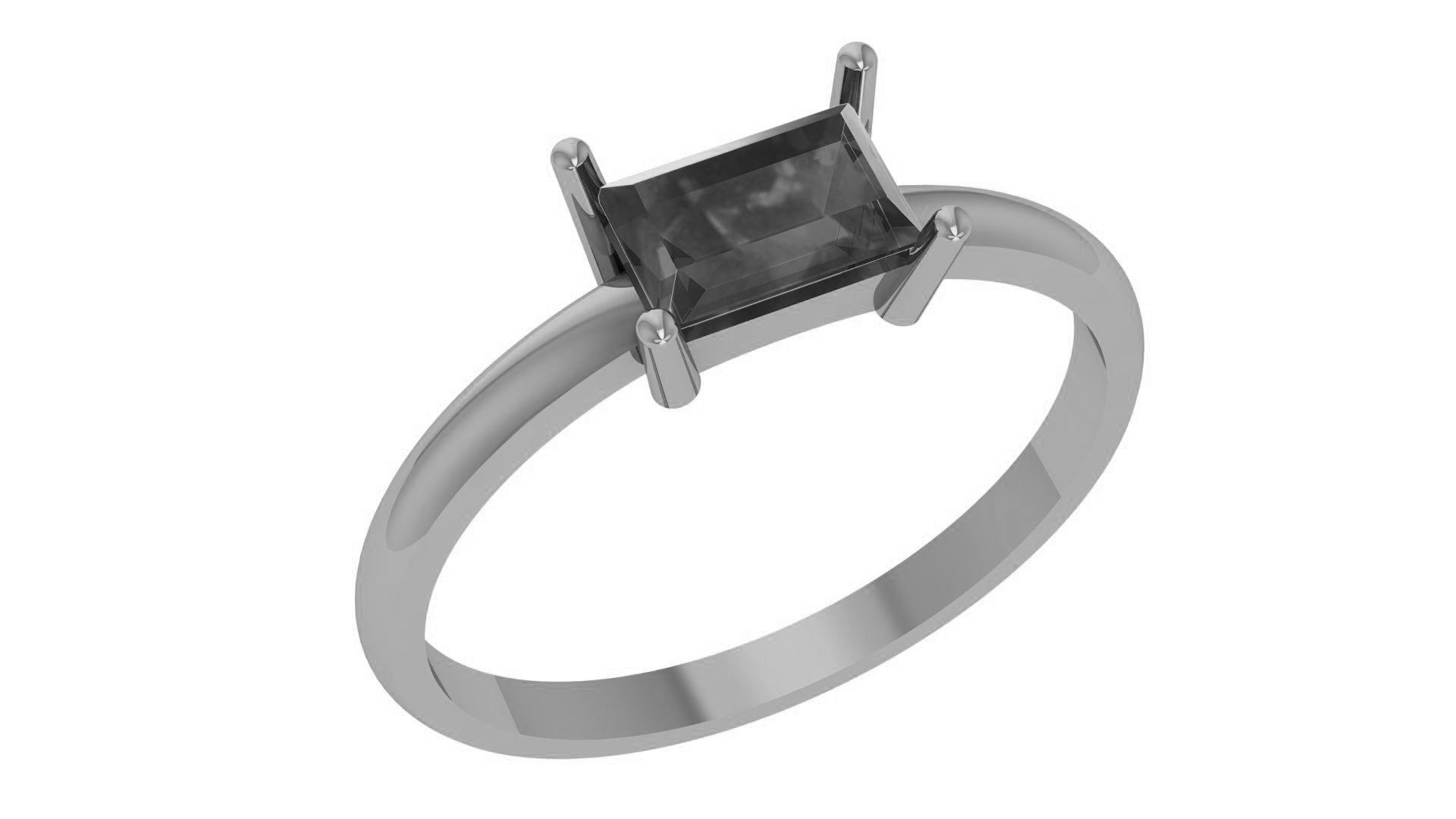 Emerald Baguette Light wt minimalist Ring 3dm stl renders 3D print model_2