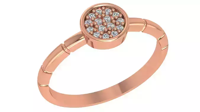 Circle Diamond Head Light wt minimalist Ring 3dm stl renders