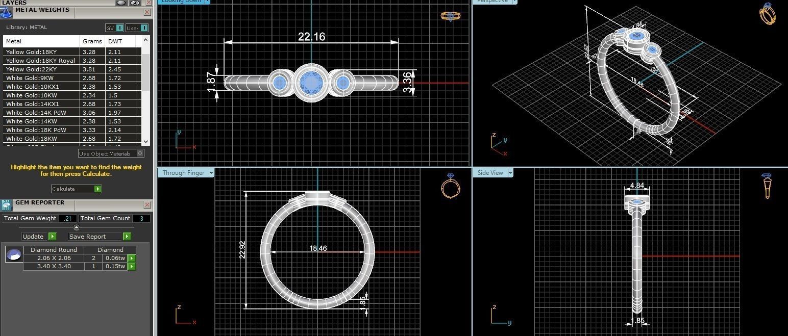 Trio Light wt minimalist Ring 3dm stl renders 3D print model_3