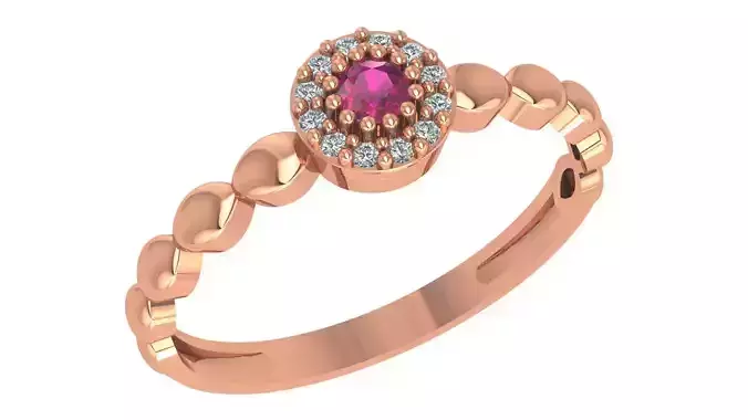Ruby Solitaire Diamond  Ring 3dm stl renders details  3D print model