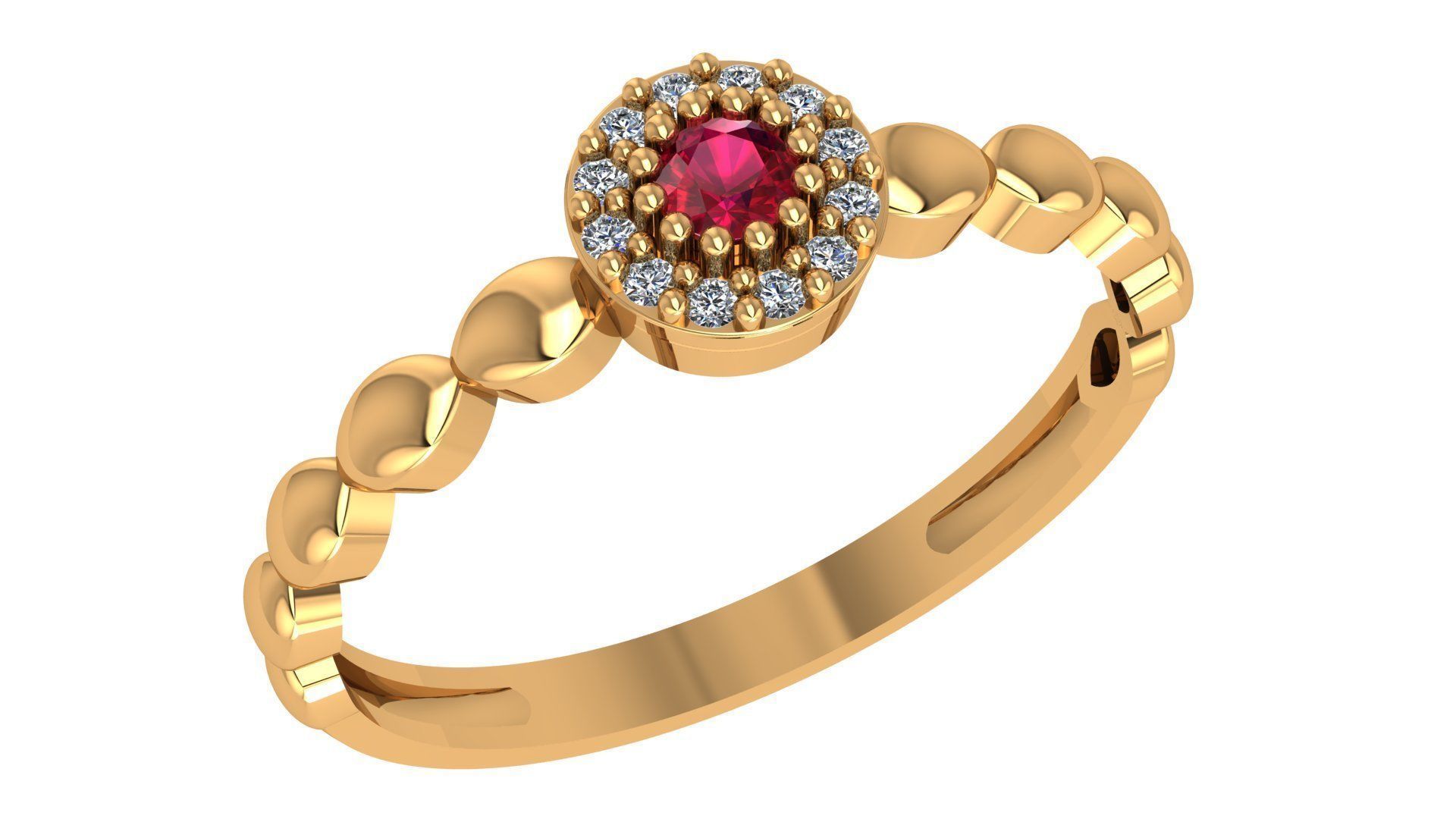 Ruby Solitaire Diamond  Ring 3dm stl renders details  3D print model_1