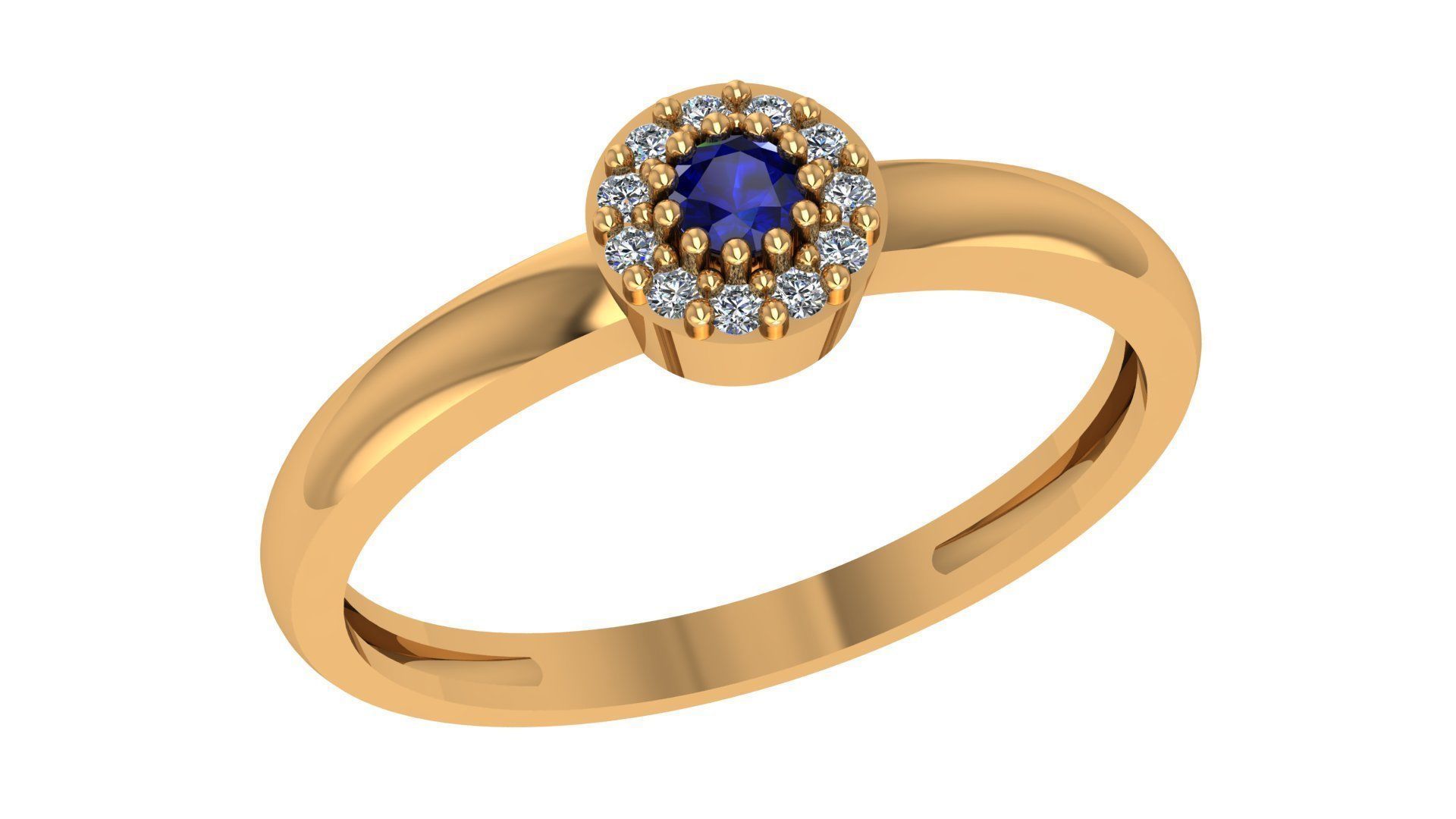 Sapphire Solitaire Diamond Ring 3dm stl renders details 3D print model_1