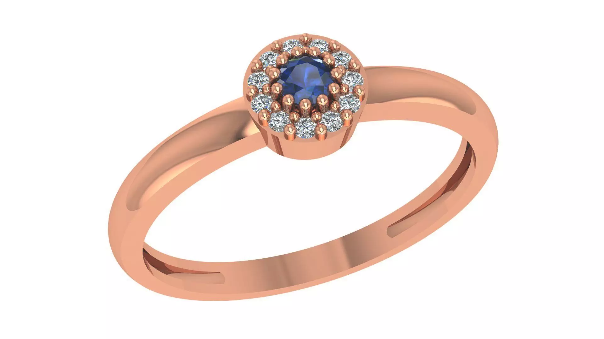 Sapphire Solitaire Diamond Ring 3dm stl renders details 3D print model_0