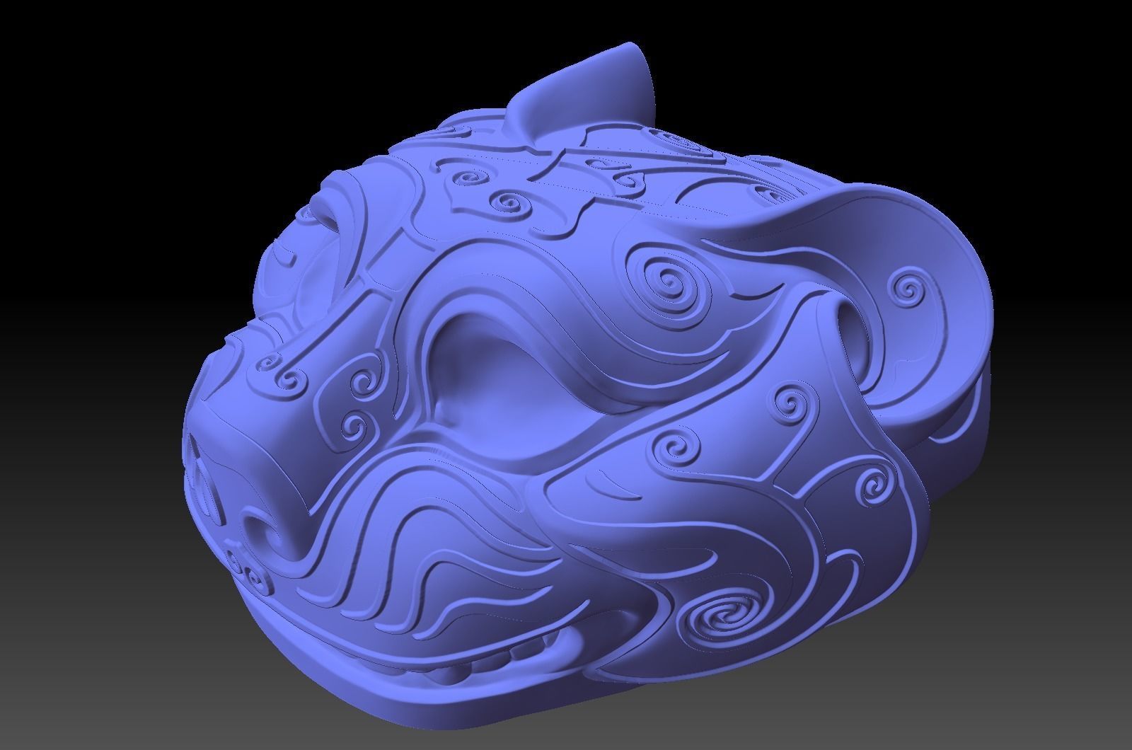 Ancient Chinese Silver Bronze Tiger Head high model 3D print model_5