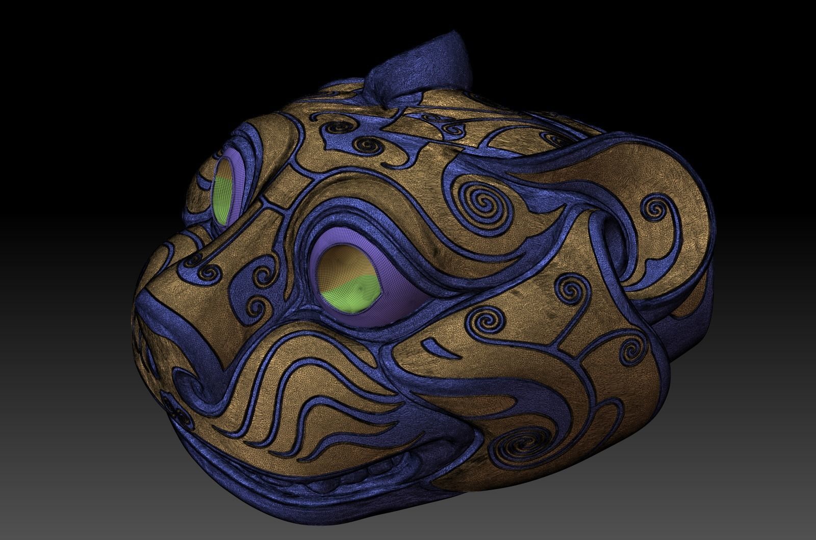 Ancient Chinese Silver Bronze Tiger Head high model 3D print model_2