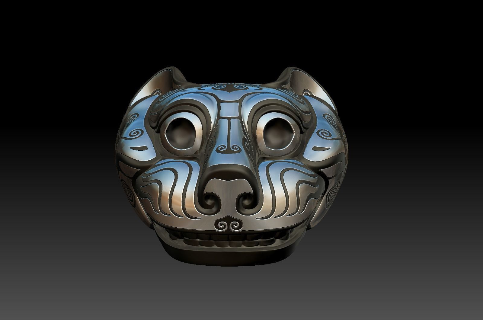 Ancient Chinese Silver Bronze Tiger Head high model 3D print model_8