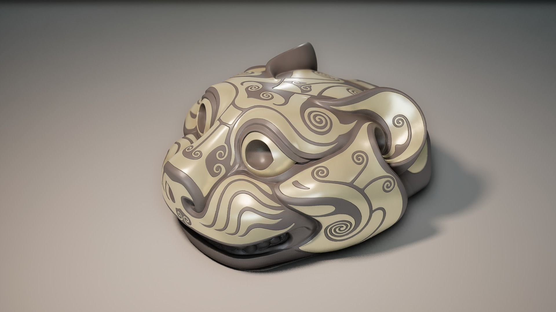 Ancient Chinese Silver Bronze Tiger Head high model 3D print model_20