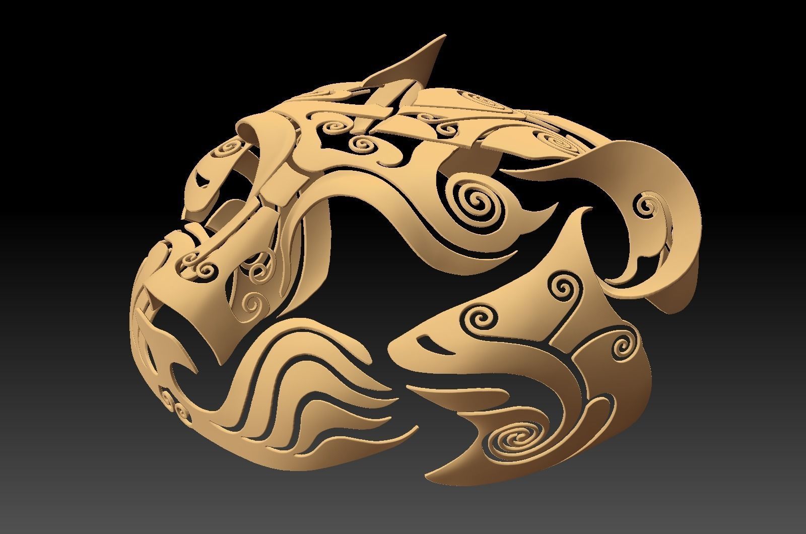 Ancient Chinese Silver Bronze Tiger Head high model 3D print model_4