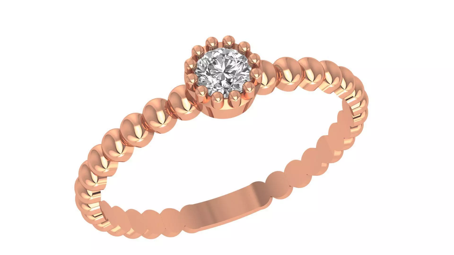 Solitaire Diamond Ring 3dm stl renders details 3D print model_0