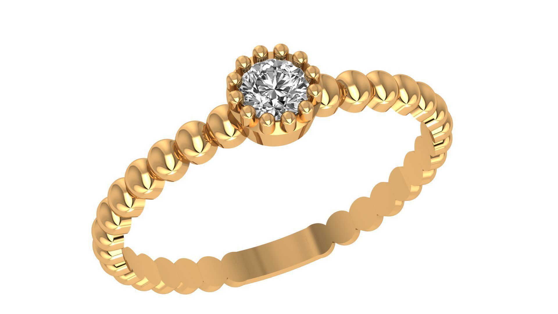 Solitaire Diamond Ring 3dm stl renders details 3D print model_1