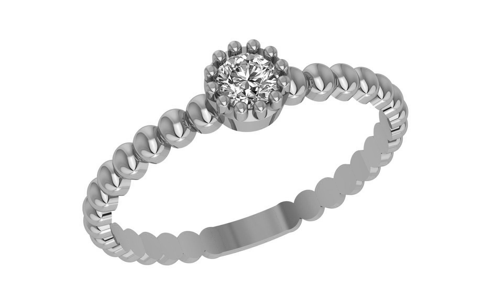 Solitaire Diamond Ring 3dm stl renders details 3D print model_2