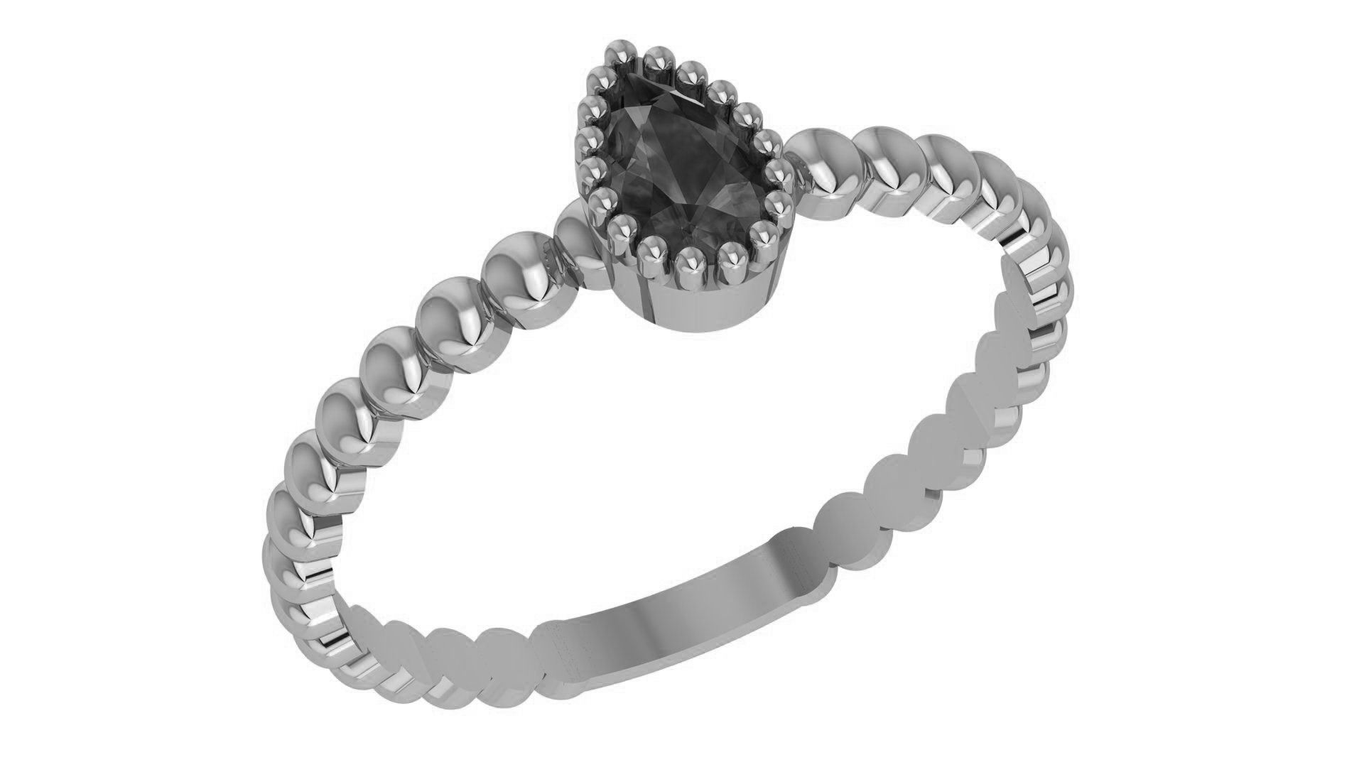 Emerald Pear Light wt minimalist Ring 3dm stl renders 3D print model_2