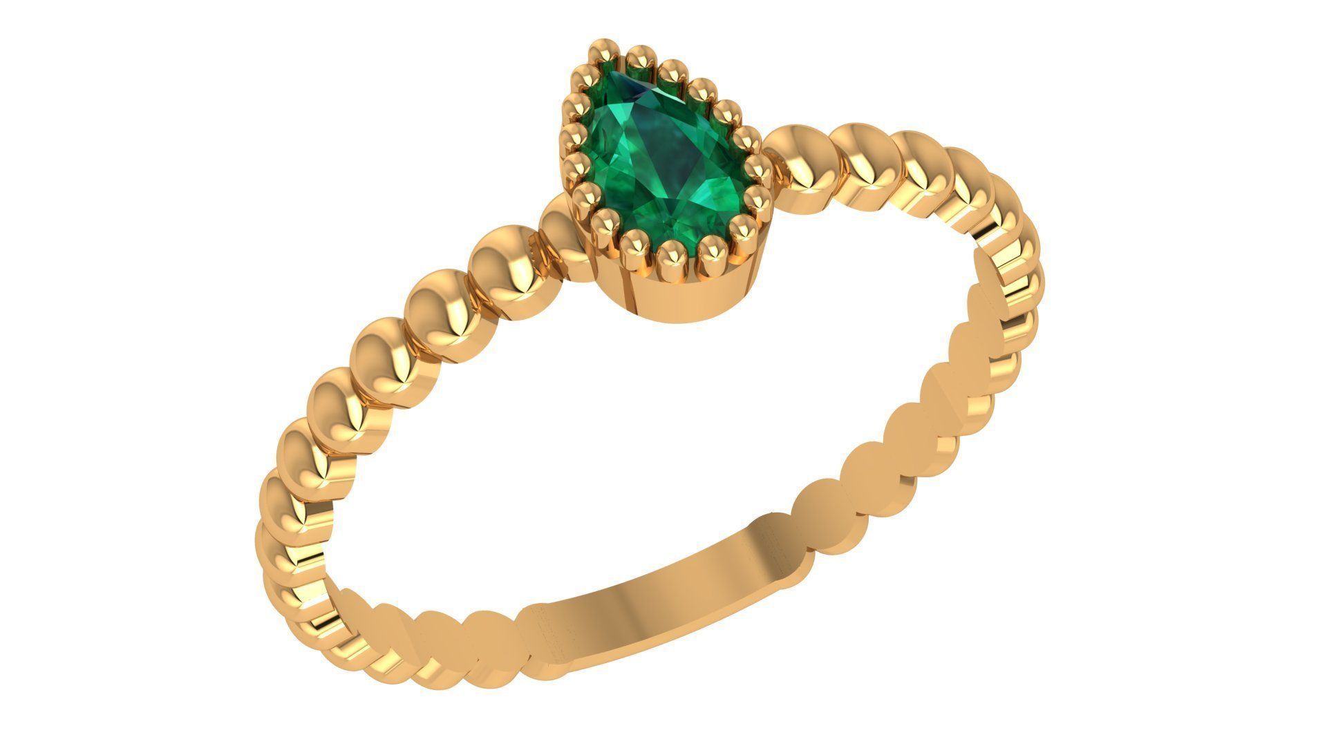 Emerald Pear Light wt minimalist Ring 3dm stl renders 3D print model_1