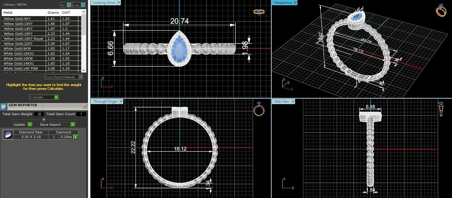Emerald Pear Light wt minimalist Ring 3dm stl renders 3D print model_3