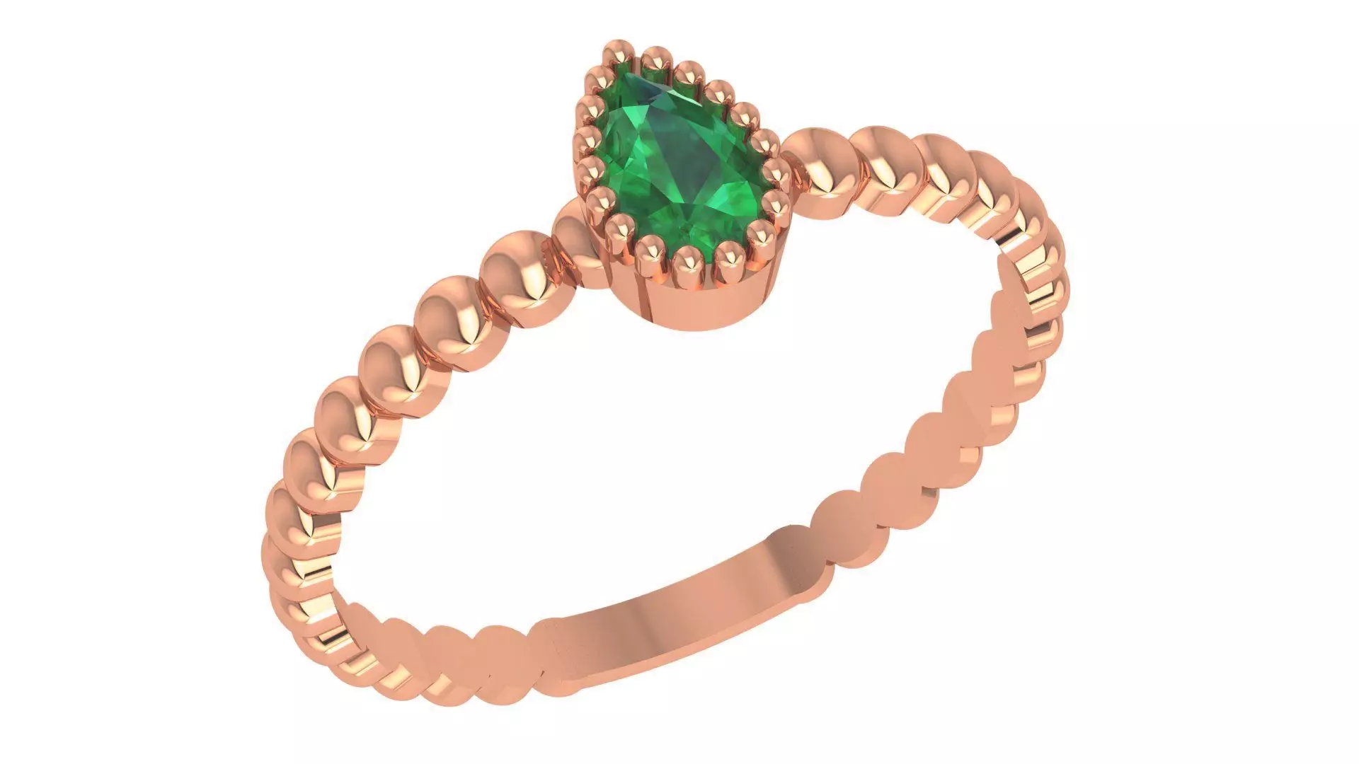 Emerald Pear Light wt minimalist Ring 3dm stl renders 3D print model_0