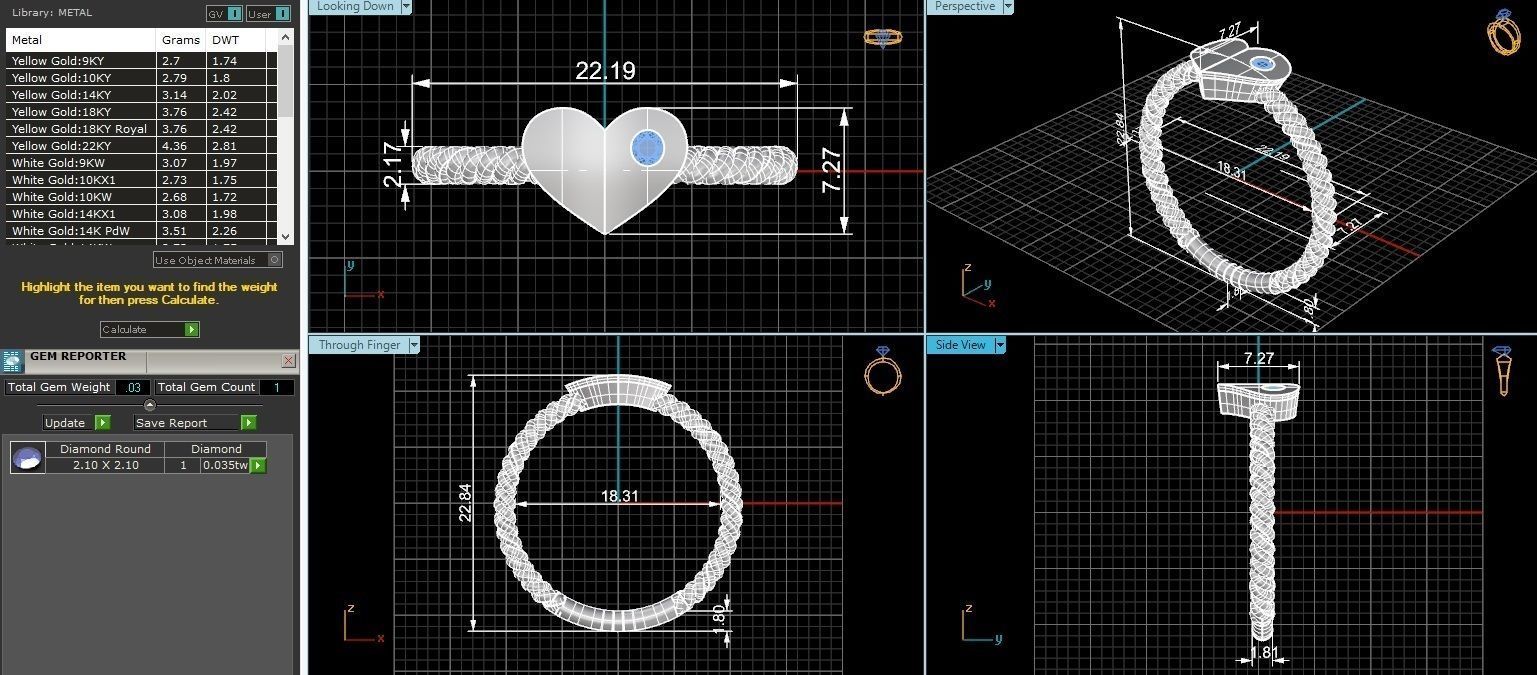 Diamond Heart Love Light wt minimalist Ring 3dm stl renders 3D print model_3