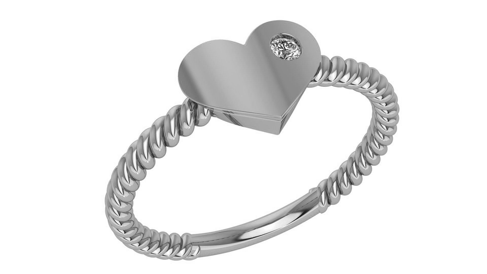 Diamond Heart Love Light wt minimalist Ring 3dm stl renders 3D print model_2