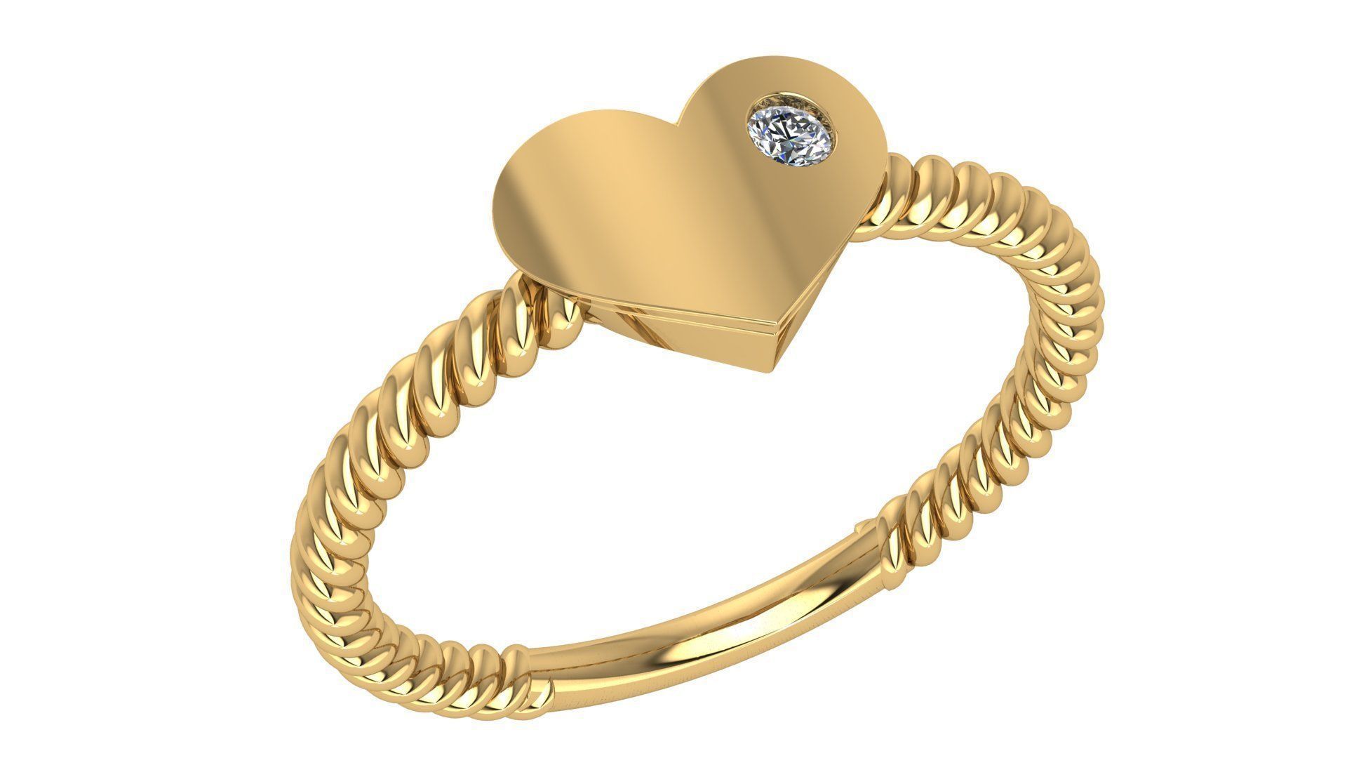 Diamond Heart Love Light wt minimalist Ring 3dm stl renders 3D print model_1