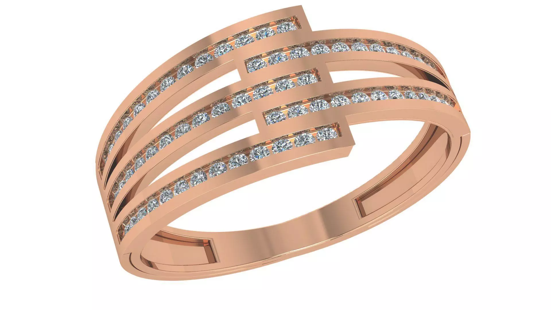 Wire High Jewelry Cocktail Ring 3dm stl renders details 3D print model_0