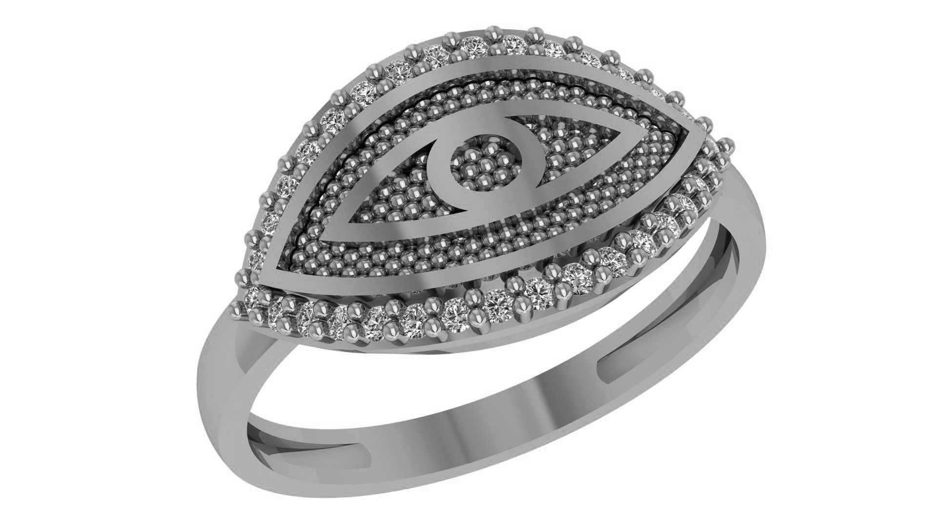 Evil Eye High Jewelry Cocktail Ring 3dm stl renders details 3D print model_2