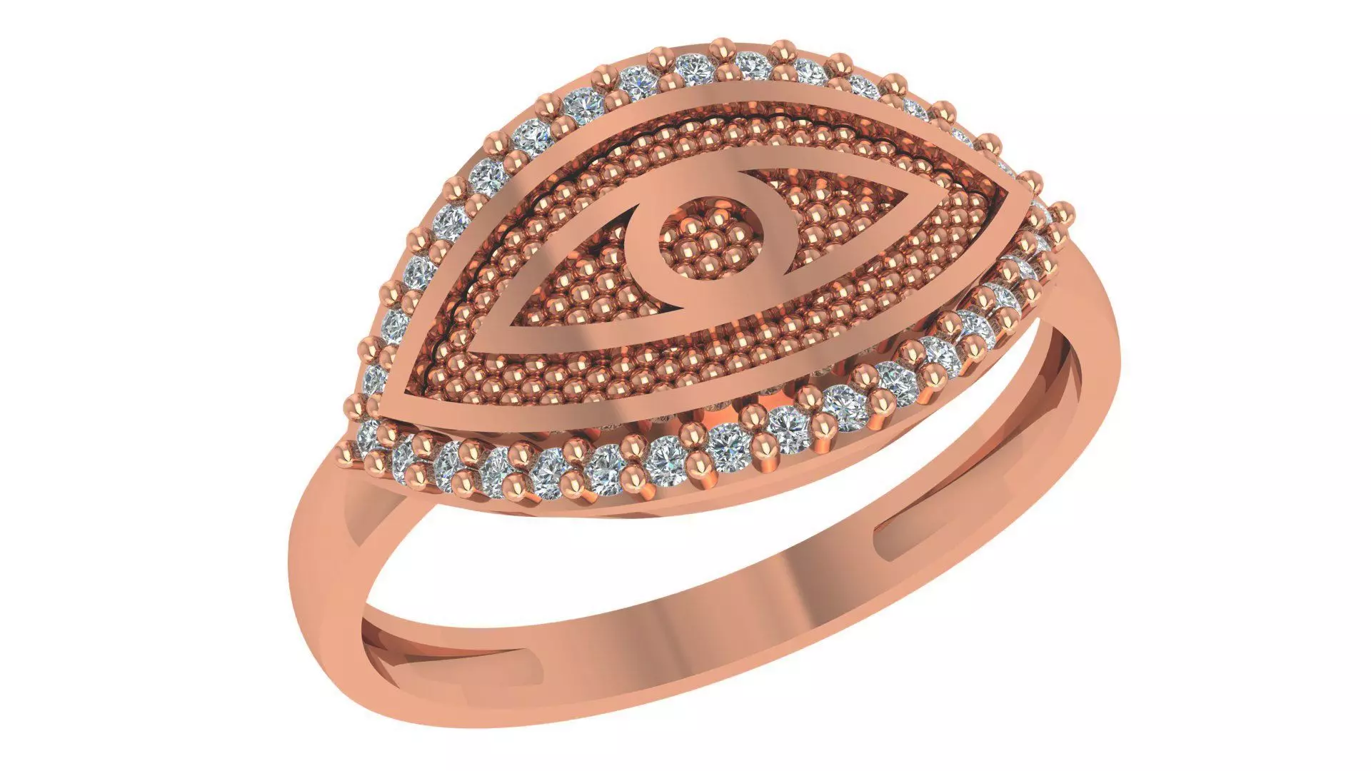 Evil Eye High Jewelry Cocktail Ring 3dm stl renders details 3D print model_0