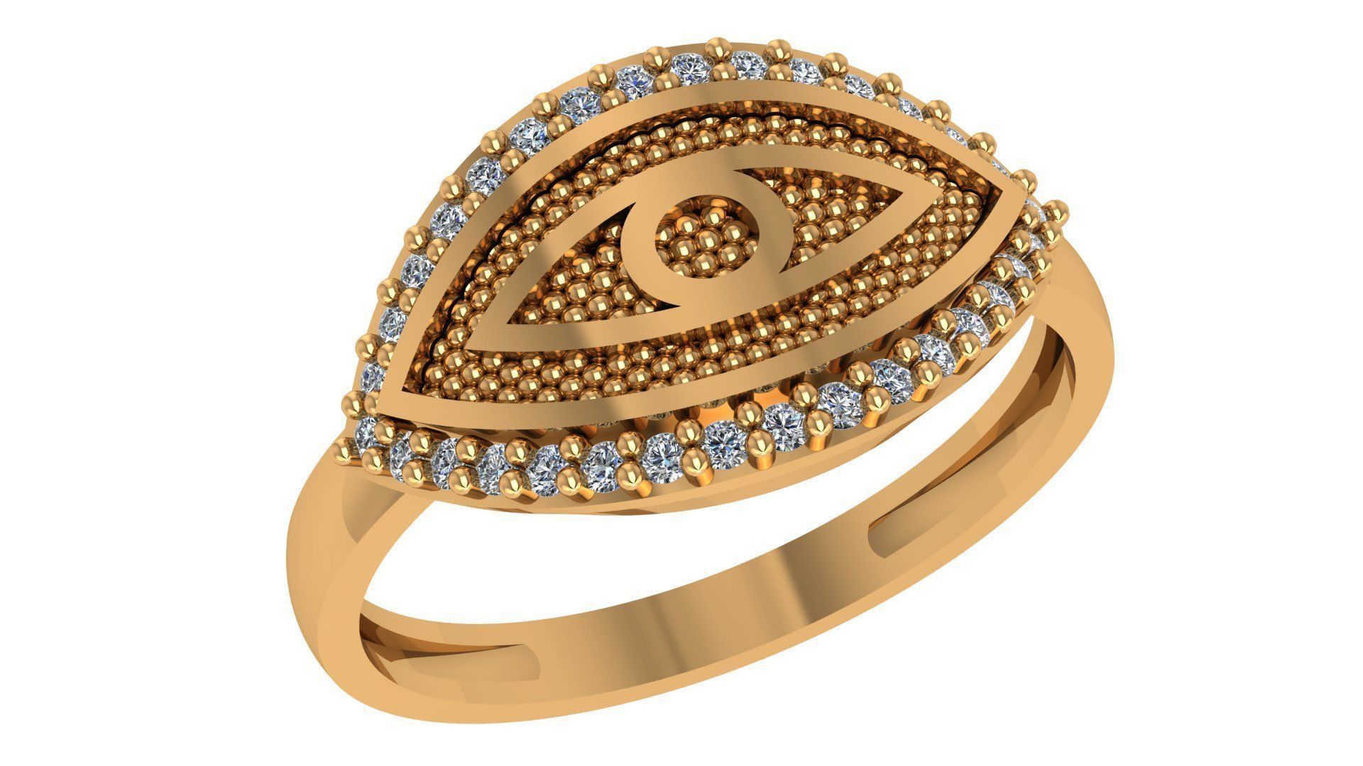 Evil Eye High Jewelry Cocktail Ring 3dm stl renders details 3D print model_1